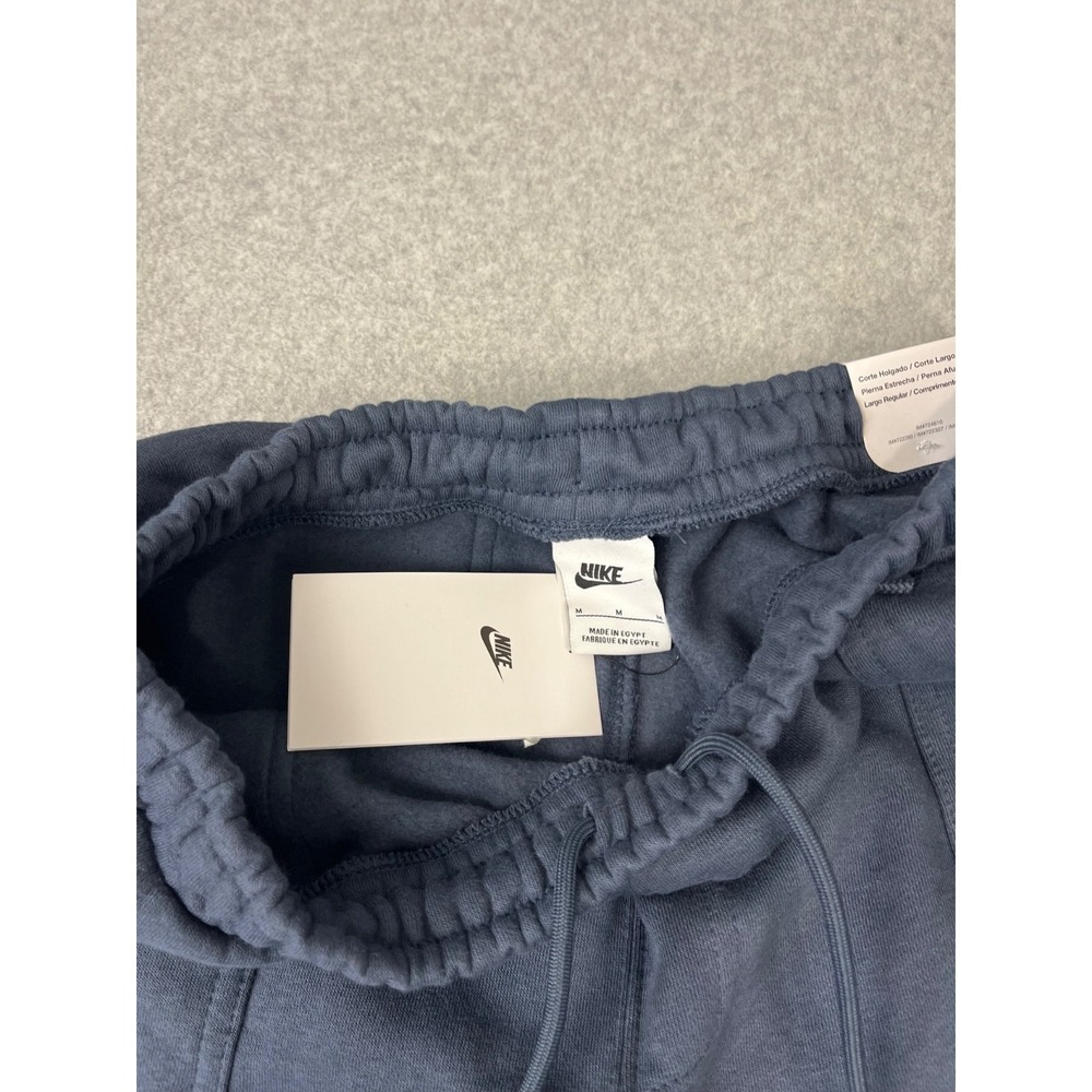 Nike Sportswear Fleece Sweatpants Mens M Blue Swoosh Box Graphic Open Hem Relaxe - Picture 6 of 15